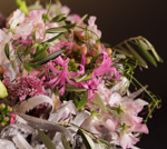White and pink funeral wreath 